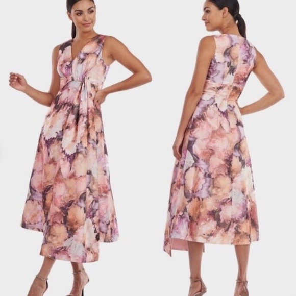Kay Unger Dresses & Skirts - Kay Unger Dress Lani midi sleeveless pink / lavender,floral size 4